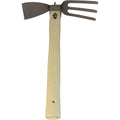 Carrot Design Binette de jardin et cultivateur en acier inoxydable de style japonais à double tête – 3 dents – Outils de jardin avec poignée en bois : Jardin