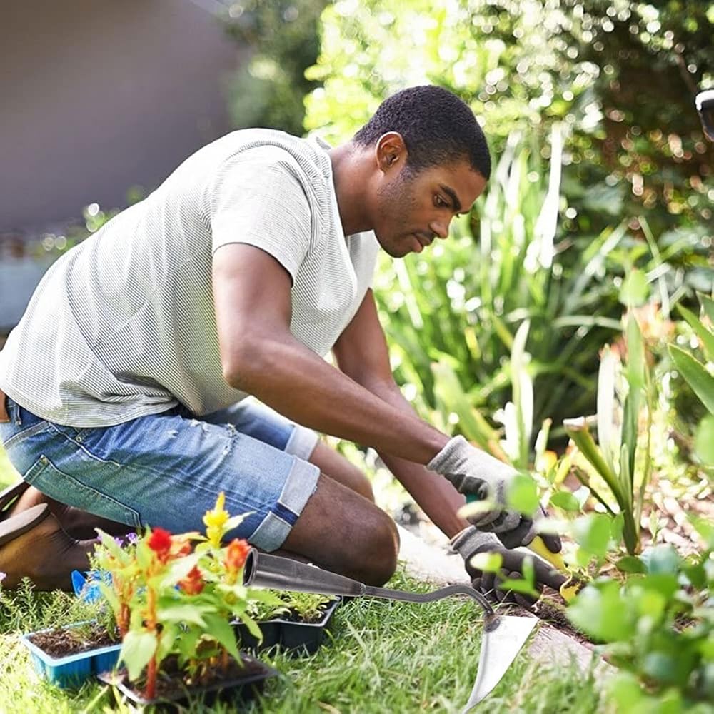 Triangle Hack Garden Edger Japonais Jardinage Désherbeur Triangle Lame Hachoir Durable Outil à Main Plantation Hachoir Manuel Outil de Désherbage Vivant Outil de jardinage Excavatrice de fer pointue : Jardin