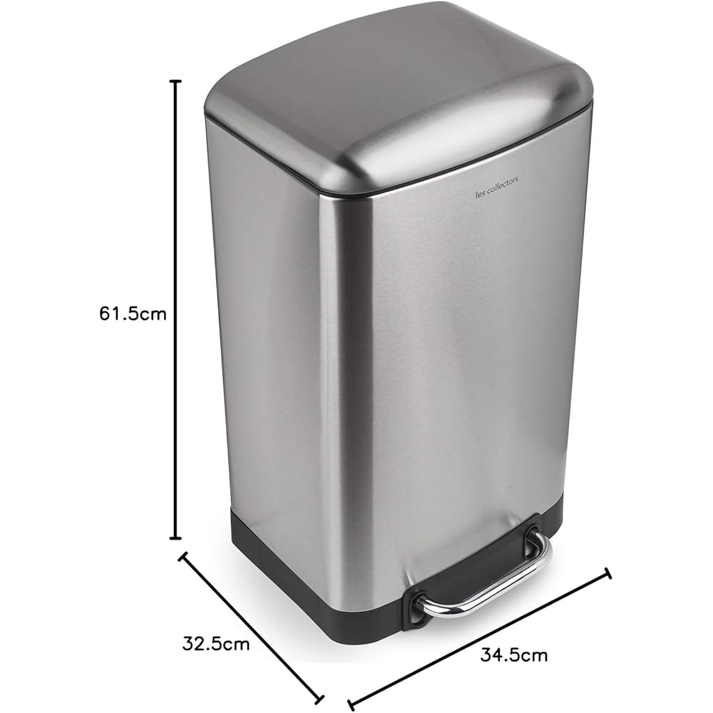 Les Collectors Poubelle de Cuisine à pédale Acier inoxydable n°712 Capacité 30 L, Compacte, Pratique, Seau intérieur amovible, Design, Résistante, Fermeture couvercle silencieuse : Cuisine et Maison