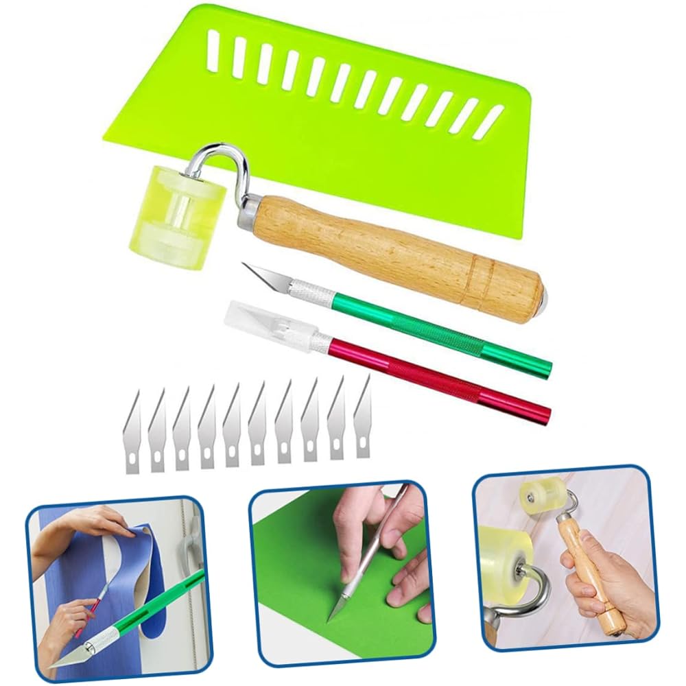 jojofuny 5 Ensembles Kit De Pose De Papier Peint Des Produits Pompe Poignée Compartiment Organisateur Plaque Tournante Autocollants Phare Trousse Outil Mini Plastique Colorful 14 Pièces * 5 : Bricolage
