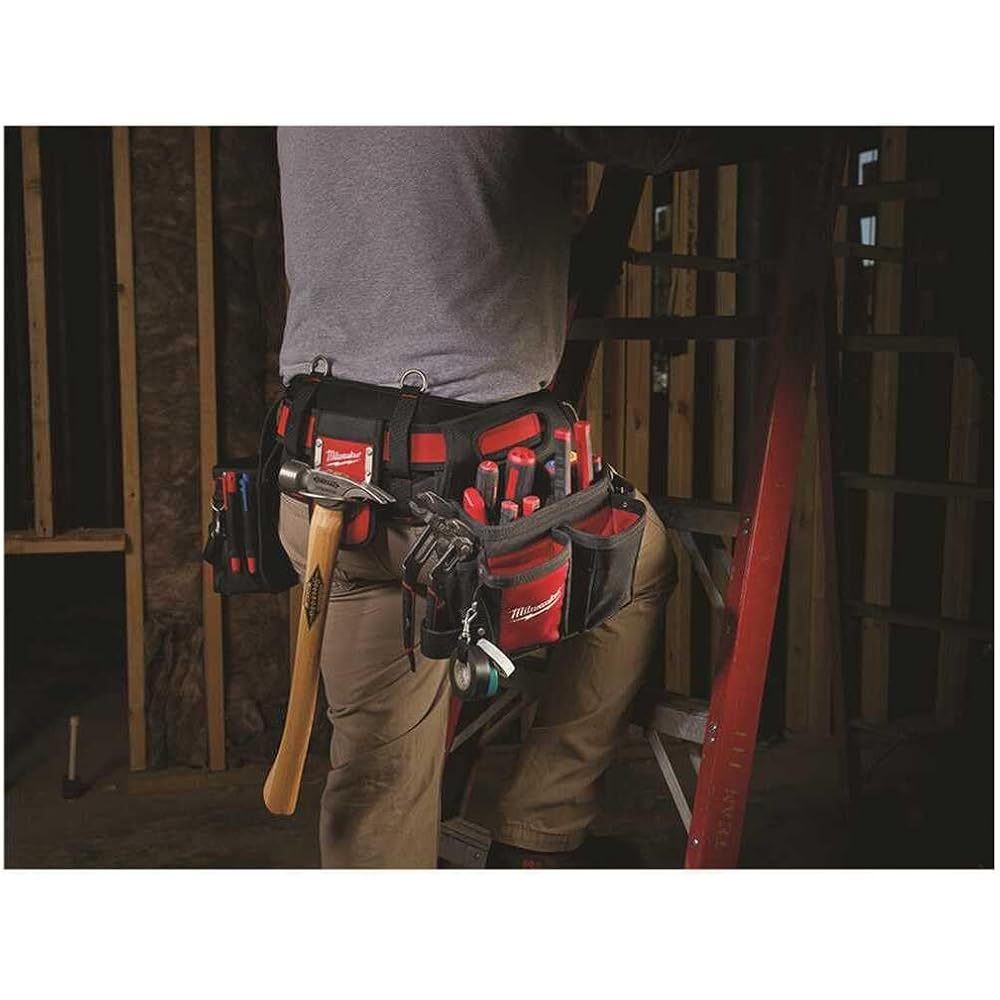 Milwaukee 48 22 8110 Ceinture de travail 29 poches Rouge/noir : Bricolage