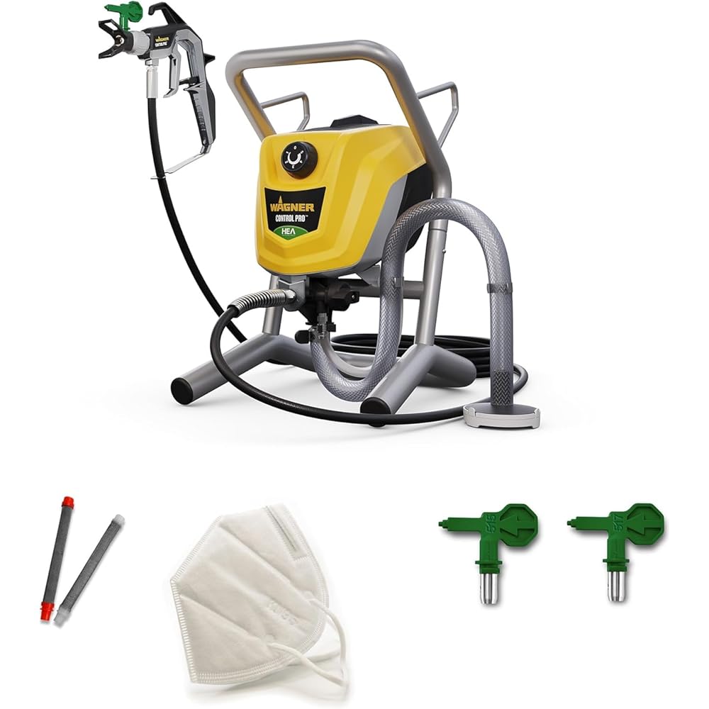 WAGNER Airless Pistolet peinture murales 250 M, laques et lasures, et ver + Control Pro HEA Rallonge de buse pour murs hauts, plafonds et sols, 30 cm, gris : Bricolage