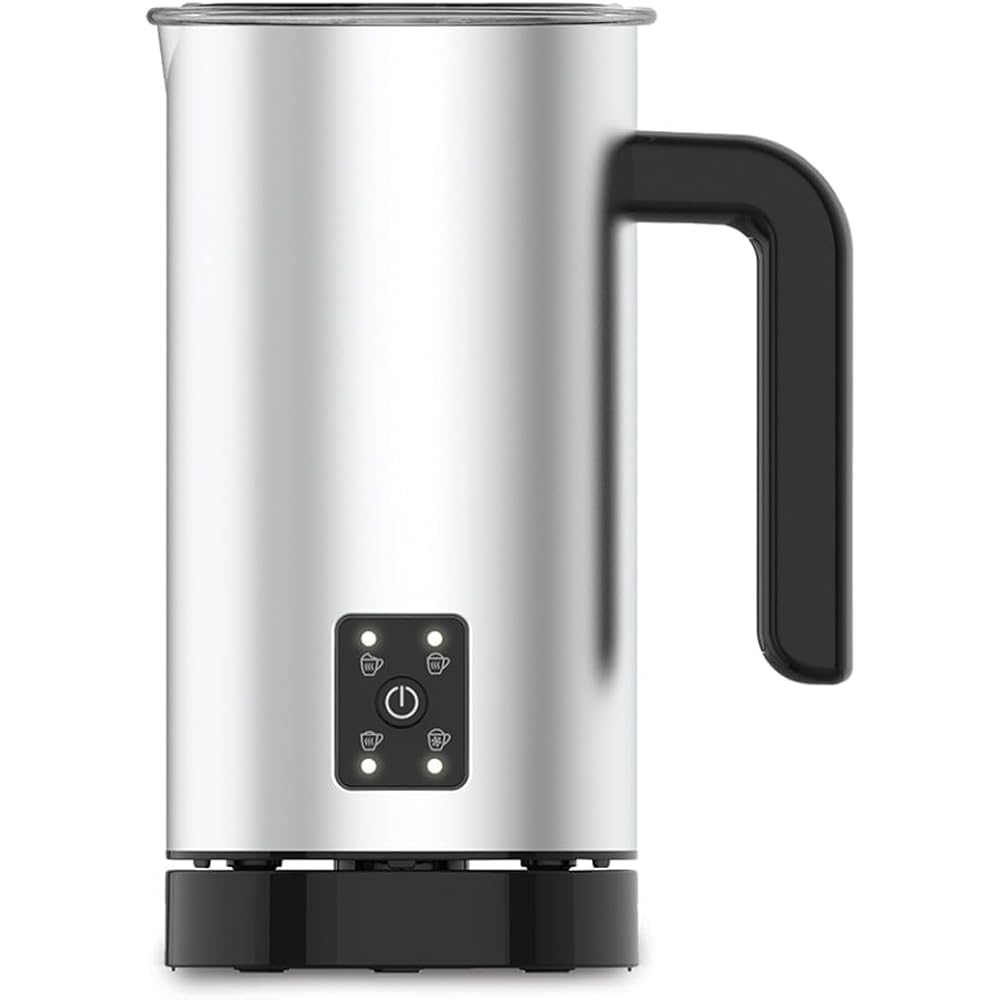 Mousse à lait électrique avec fonction Cappuccino en acier inoxydable – Mousseur à lait antiadhésif silencieux et rapide, avec base amovible, 550 W, capacité 150 ml/300 ml : Cuisine et Maison