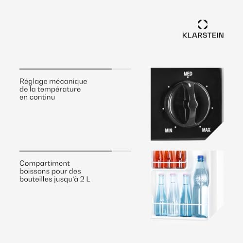 Klarstein Mini frigo de chambre 30L silencieux, réglable 5-15°C