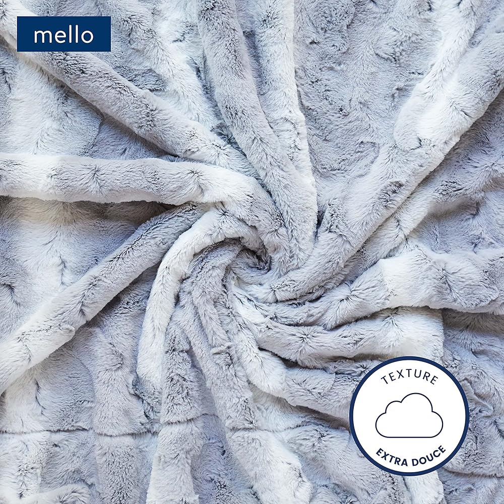 mello Plaid canape Grande Taille, Plaid Fourrure 220x240 Reversible Peau de Mouton, Couverture pour lit, Plaid Polaire Tout Doux, Couverture Polaire, Dessus de lit Lavable, Gris : Cuisine et Maison