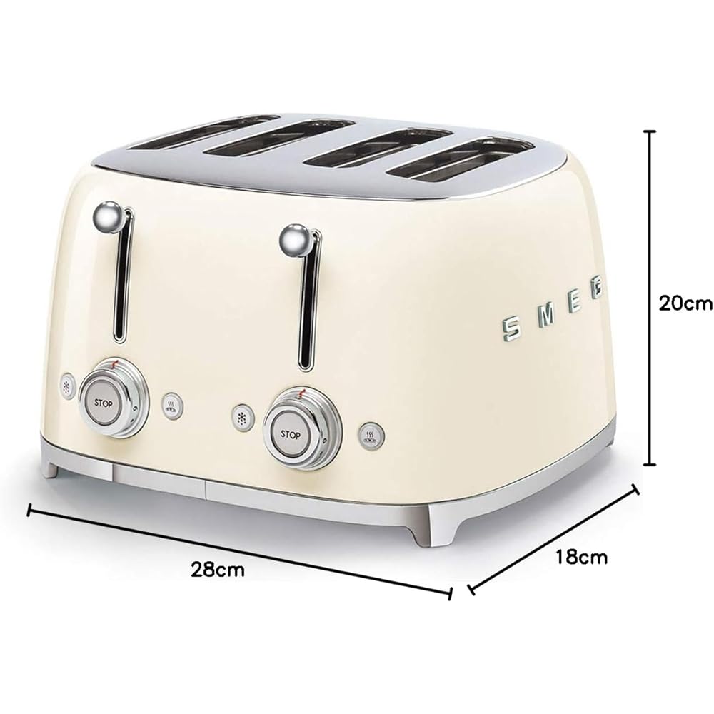 Smeg Grille-pain 4 Tranches TSF03CREU 2000W Crème