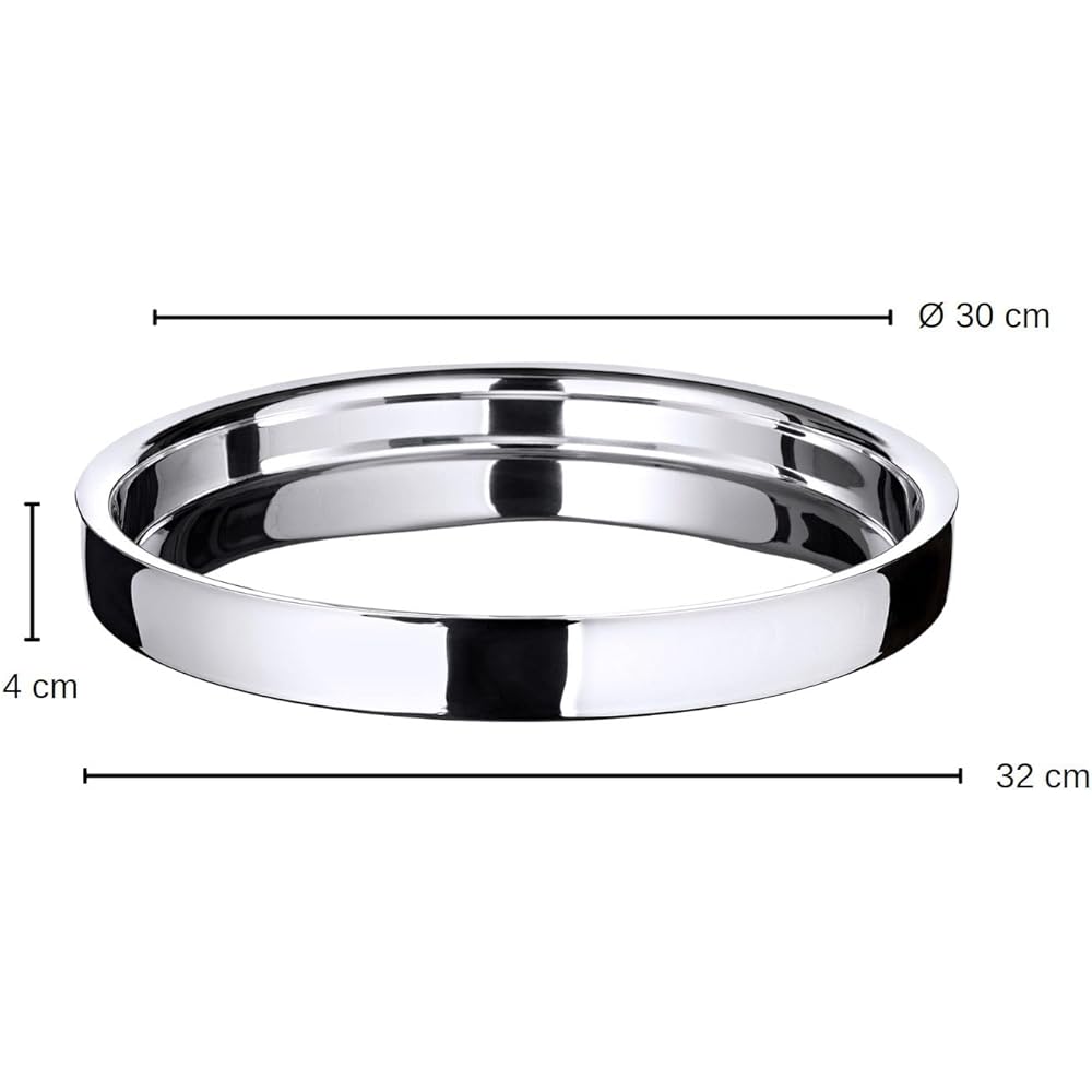 Edzard Plateau de Service Alaska en Acier Inoxydable, Rond, diamètre 32 cm : Cuisine et Maison