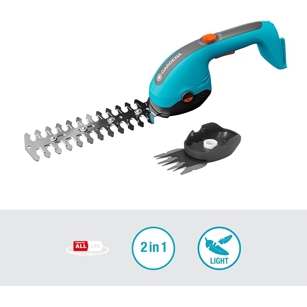 Gardena Cisaille à Gazon & Lame Taille buissons sans Fil PowerCut 20/18 V P4A Solo :cisaille, Largeur de Coupe 8 cm, Longueur de Coupe 20 cm, Changement de Lame Facile, sans Batterie (14750-55) : Bricolage