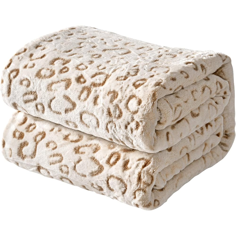 FY FIBER HOUSE Couvertures en Molleton de Flanelle, couvertures moelleuses Douces, Couverture de canapé en Microfibre légère et Confortable/Couverture de canapé Adultes, 230x270cm, léopard Marron : Cuisine et Maison