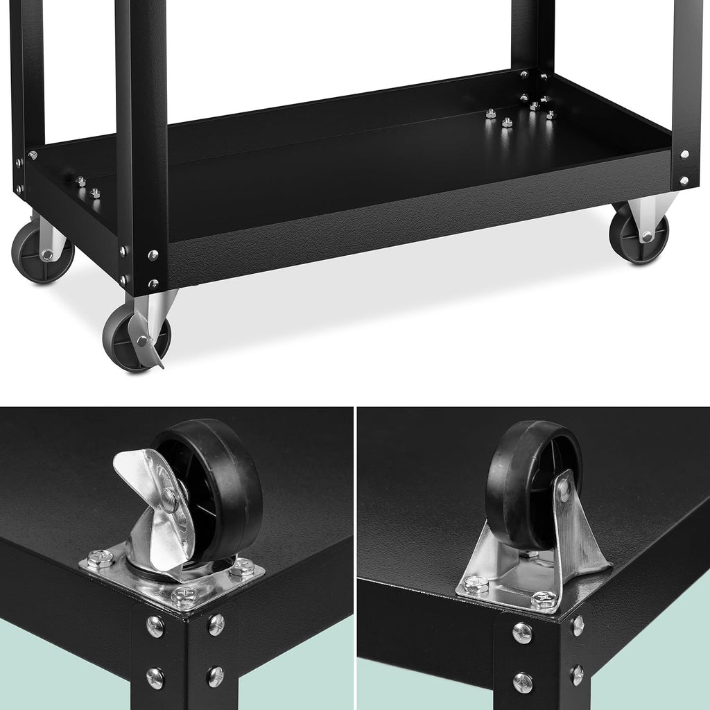 Relaxdays Chariot d'atelier, 3 Niveaux, Charge maximale : env. 100 kg, H x L x P : 76 x 78 x 35 cm, Noir : Bricolage