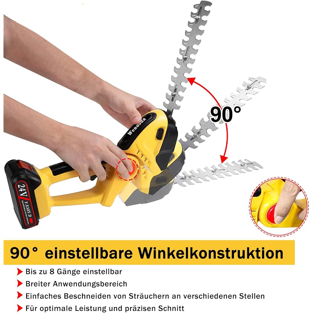 Cisaille à gazon sans fil 2 en 1 et taille-haie sans fil 2 en 1 - 2 lames - Batterie Li-ion rechargeable 24 V 2000 mAh - 2 lames - Pour jardin et pelouse : Jardin