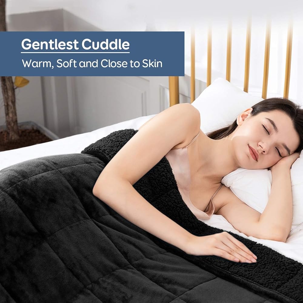 Sivio Couverture lestée pour Adulte - 7 kg - Couverture Lourde en Flanelle Douce réversible - Couverture lestée Extra Chaude et Confortable - 150 x 200 cm - Double Face - Noir : Cuisine et Maison