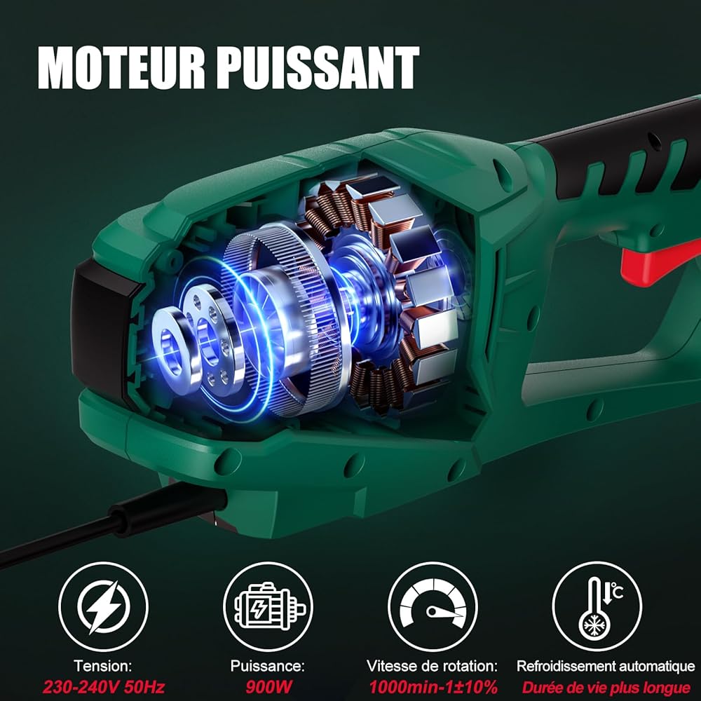 HYCHIKA Taille-haies télescopique 900 W portée 60 à 90 cm poignée pivotante