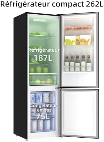 CHiQ Réfrigérateur congélateur combiné 356L, inox