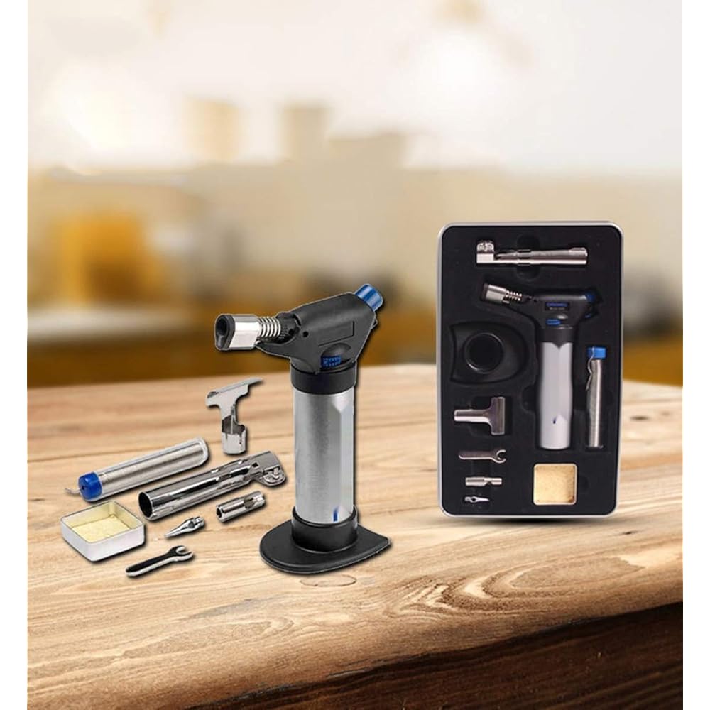 Gmjay Flamme Réglable de Briquet de Butane de Cuisine de Chalumeau avec La Serrure de Sécurité Appropriée Au Soudage/Dissolution/Cuisson/Extérieur : Cuisine et Maison
