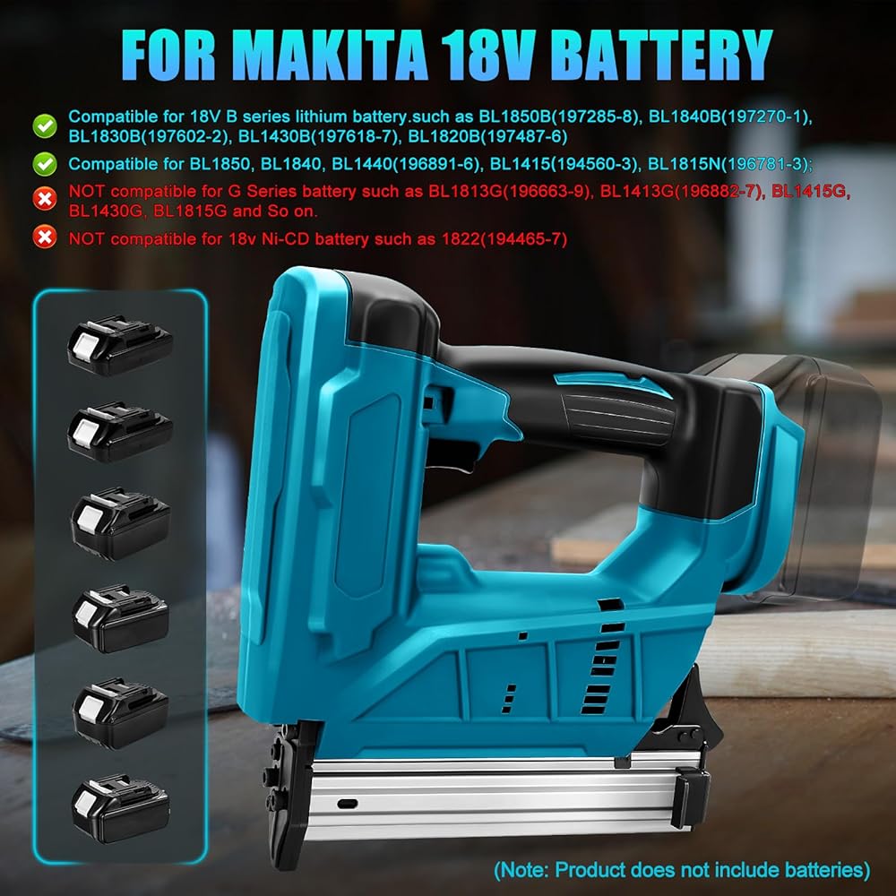 Agrafeuse électrique sans fil compatible avec batterie Makita 18 V, 100 W, agrafeuse électrique pour bois, avec 2000 clous, Pistolet à clous pour le rembourrage, la menuiserie (sans batterie) : Bricolage