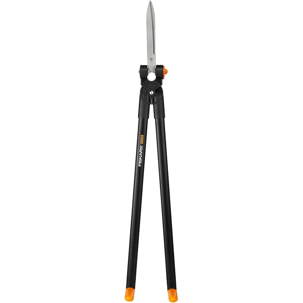 Fiskars Cisaille à Levier multifonctions pour haies & gazon, Portée max.: 2,5 m, Noir/Orange, PowerLever, GS53, 1001565 : Jardin