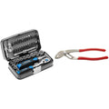 Högert HT1R462 Coffret à outils – Jeu de douilles tournevis à cliquet – Noir/bleu 1/4" & FACOM-Pinces 170A.25 Pinces Multiprises Standard 25 mm : Bricolage
