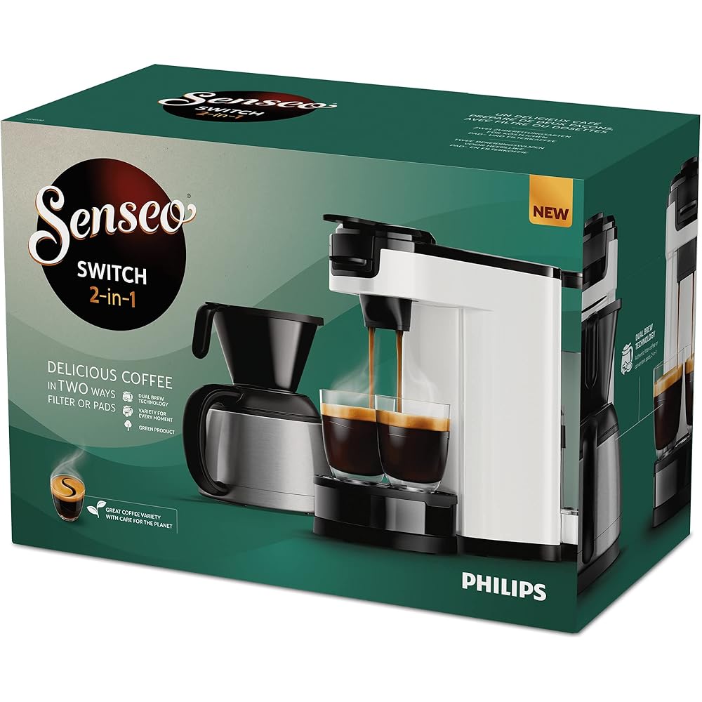 Philips Senseo Switch Machine à café 2 en 1 dosettes et café filtre réservoir 1 L