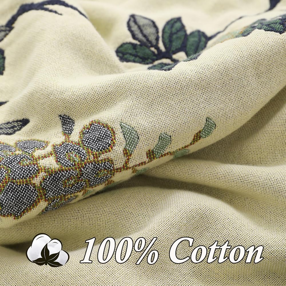 Snylcce Large Double-Sided Bohemian Throw - 100% Coton Biologique tissé à la Main pour lit et canapé, Accent Boho Confortable pour canapés 2-3 Places et fauteuils - 200x230cm,Deep Blue : Cuisine et Maison