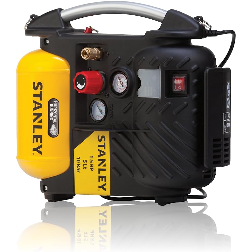 Stanley Compresseur DN200/10/5 - Compresseur à Air 10 Bar - 5L - 180L/Min - Compresseur à Air Portatif avec Poignée et Sangle de Transport - Jaune : Stanley: Bricolage