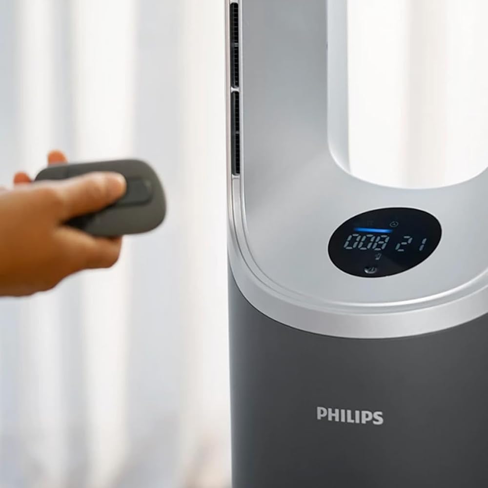 Philips Air Performer 3-en-1 : Purificateur, Chauffage & Ventilateur Rafraîchisseur – Nettoie 70m², Élimine 99,97% des Allergènes et Polluants. Filtre HEPA, Capteurs Intelligents, App (AMF870/15) : Cuisine et Maison