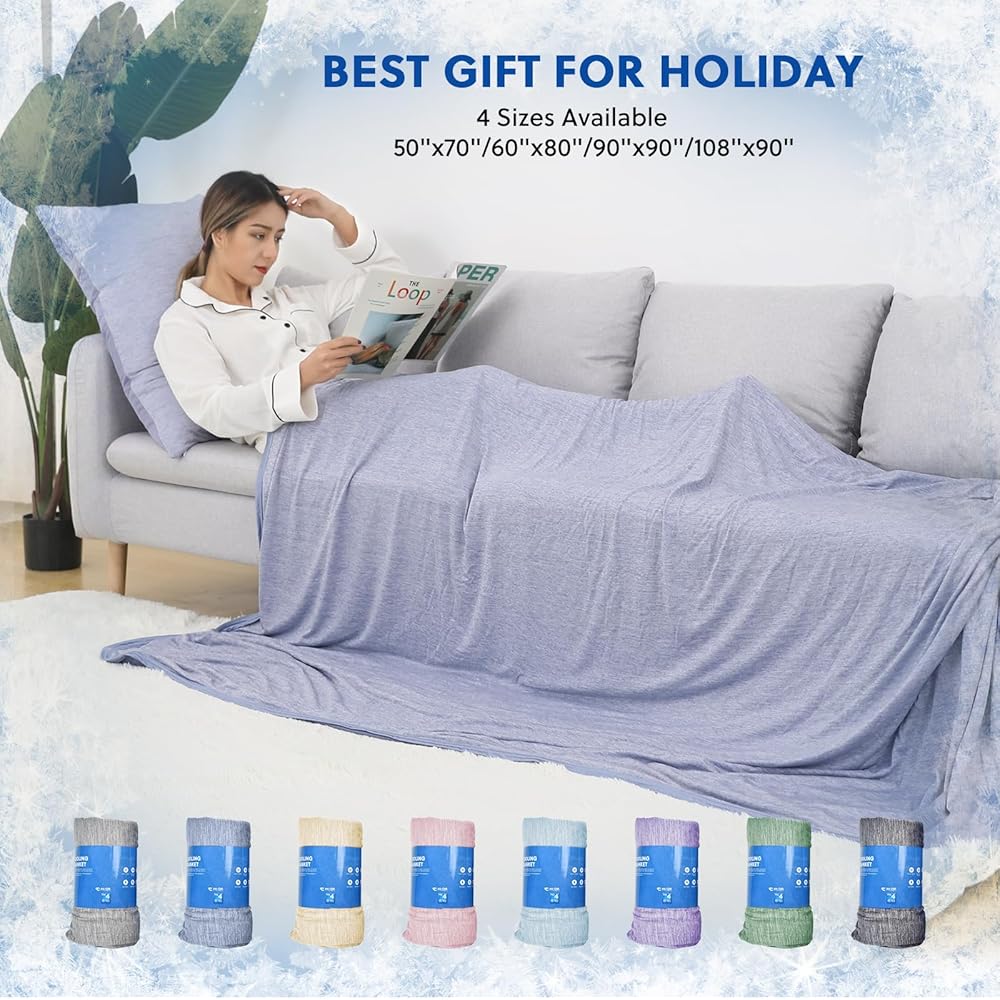 HOMFINE Couverture Rafraichissante d'Été Adulte - Fibre de Refroidissement Japonaise Q-Max>0.45,Double Face Couverture Rafraîchissante pour Lit Canapé Voyage,230x270 : Cuisine et Maison
