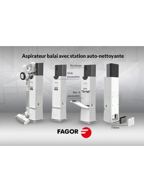 Fagor Aspirateur balai sans fil avec station de vidange