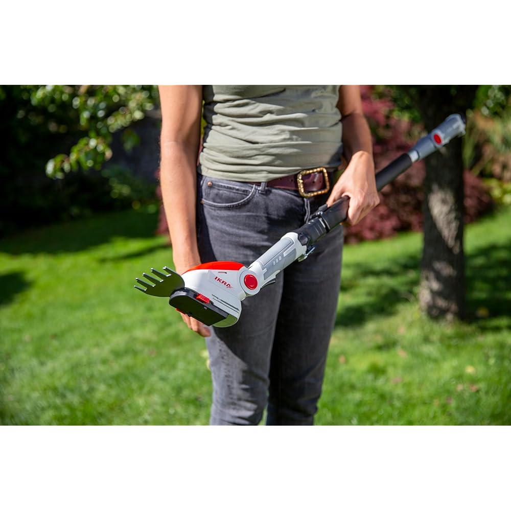 IKRA cisaille à Gazon & Taille-buissons télescopique sans Fil IGBS 1210 F avec Batterie & Chargeur, Lames « Made in Germany » : Jardin