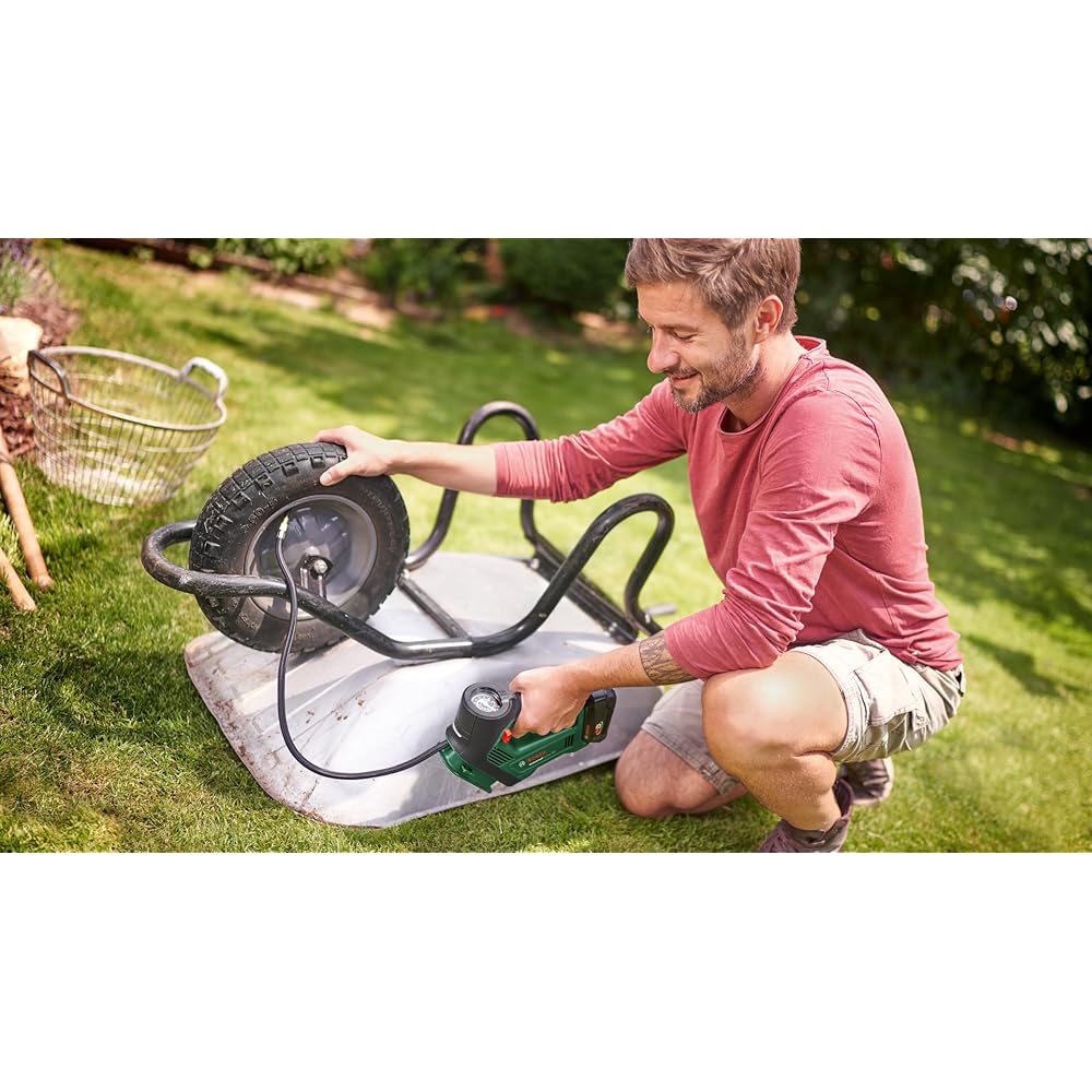 Bosch Home and Garden - Pompe à air/compresseur d'air - UniversalPump 18V (sans Batterie, système 18V, pour Les pneus de Voiture, de Moto et de vélo, 150 PSI, 10,3 Bars, Emballage en Carton) : Commerce, Industrie et Science