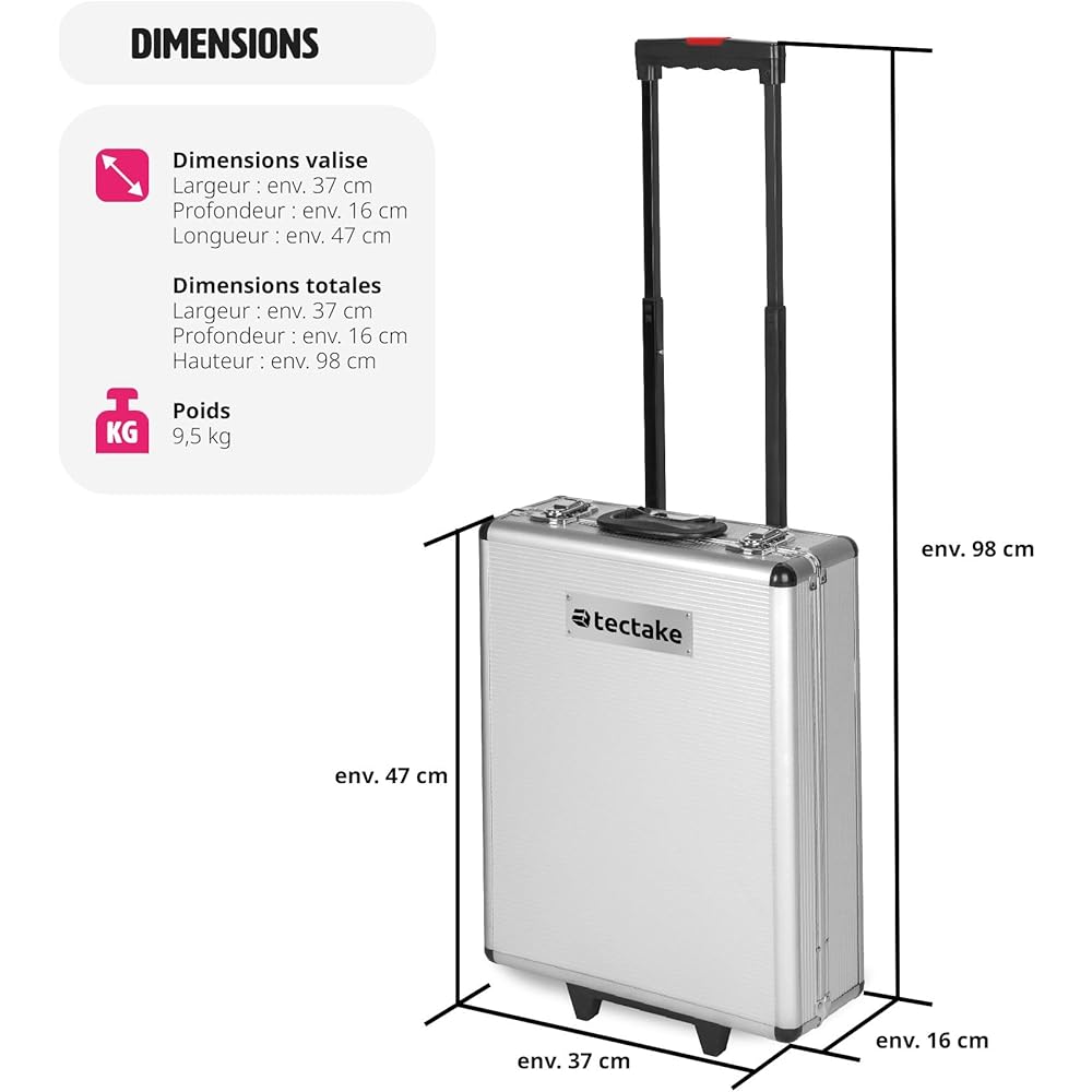 tectake® Caisse à outils sur roulettes Boîte à outils en Aluminium 799 Pièces 3 Compartiments, Rangement atelier Outillage à main Bricolage Embout visseuse Kit tournevis Rangement visserie : Bricolage
