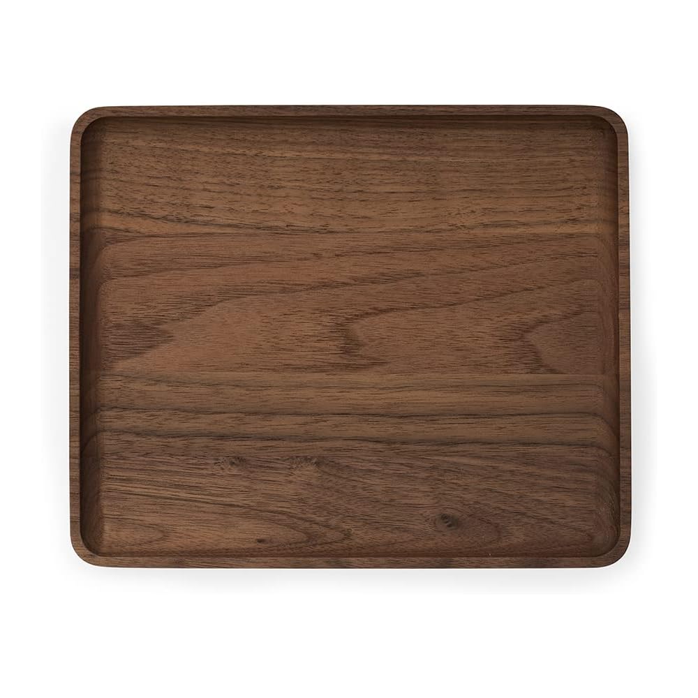 Oakywood Plateau Décoratif en Bois - Fabriqué à la Main - Plateau en Bois Rectangulaire - Organisateur Minimaliste pour Bureau, Coiffeuse - Décoration Maison - Bois de Noyer - 24x20 cm (9.4"x7.9") : Cuisine et Maison