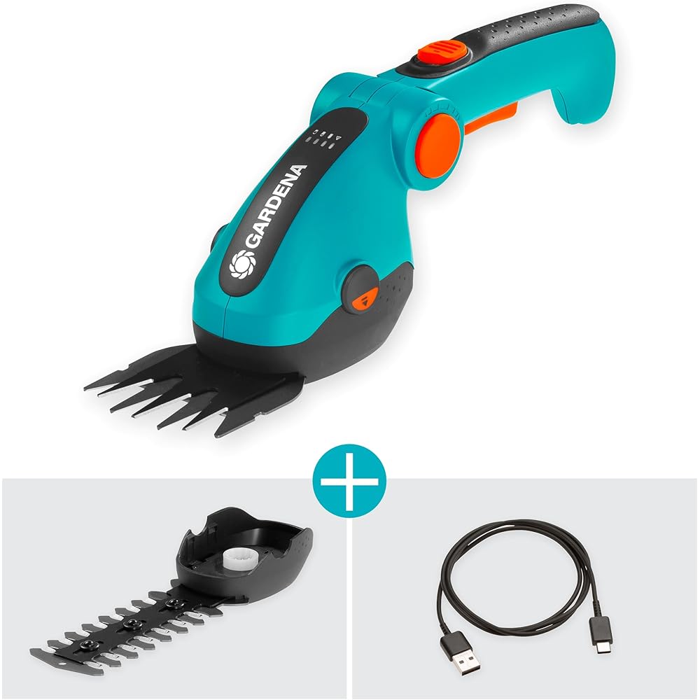 Gardena Set de cisailles à Gazon et arbustes sans Fil ComfortCut Li :cisaille à Gazon et Coupe-arbustes, poignée Confort réglable avec Affichage LED, Changement de Lame sans Outils (9888-20) : Jardin