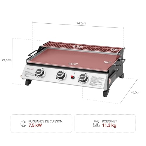 Royal Gourmet Plancha gaz inox 3 brûleurs