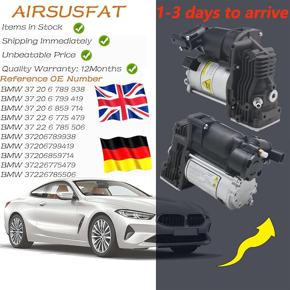 AIRSUSFAT 37206859714 E70 Pompe de compresseur d'air compatible avec BMW E70 X5 X6 E71 2006-2014 37226785506 37226775479 37206799419 : Commerce, Industrie et Science