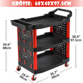 Chariot de montage - Chariot d'atelier avec 24 crochets - 4 roulettes pivotantes - 3 étages - 68 x 48 x 97,5 cm - Charge maximale : 200 kg - Chariot de service - Chariot de transport - Chariot de : Commerce, Industrie et Science
