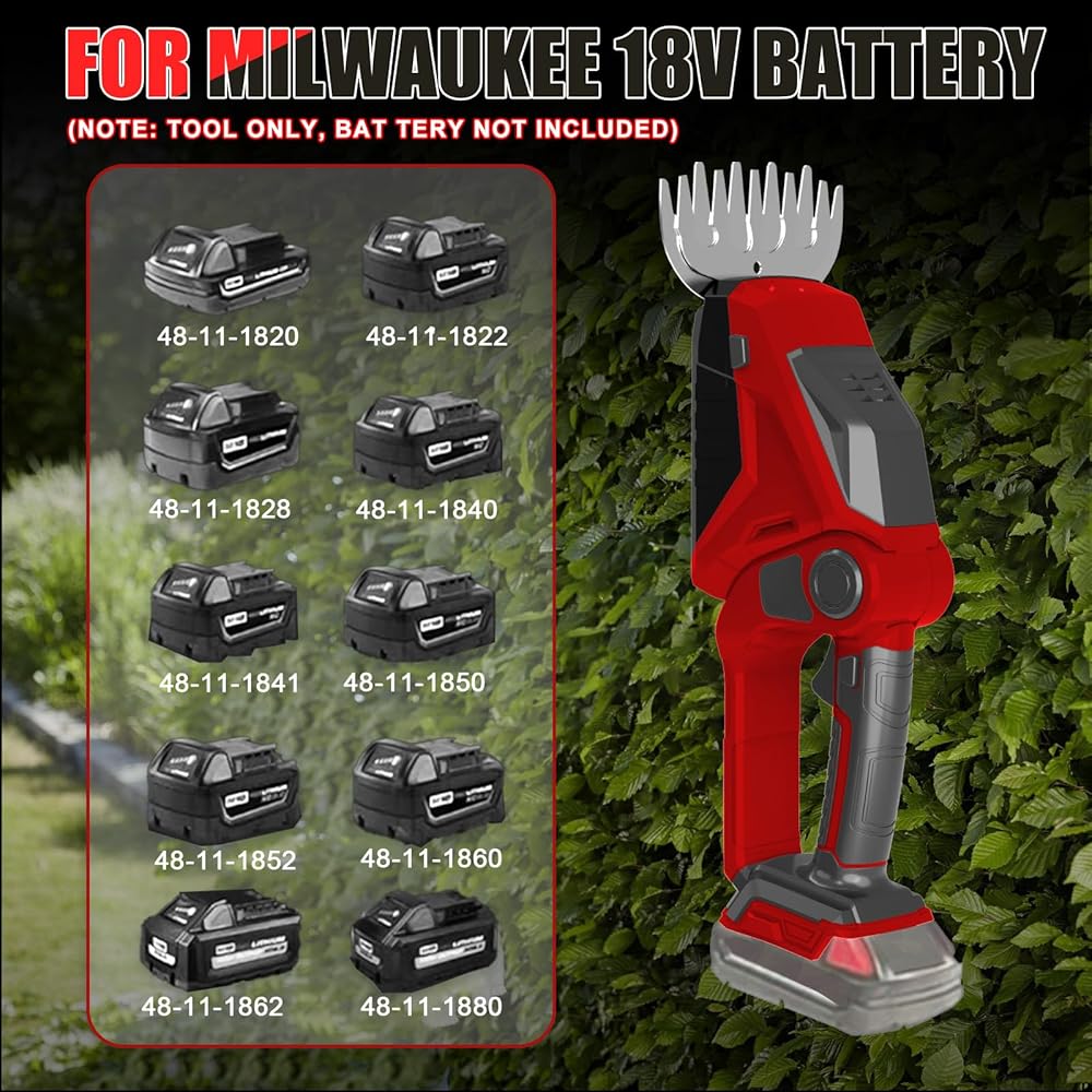Hedge Brushless Taille Haie Batterie Compatible avec Milwaukee 18V M18 Cisailles à arbustes électriques Sculpte Haie et Taille Herbes sans Fil Taille Haie Electrique Cisaille à Gazon (sans Batterie) : Jardin
