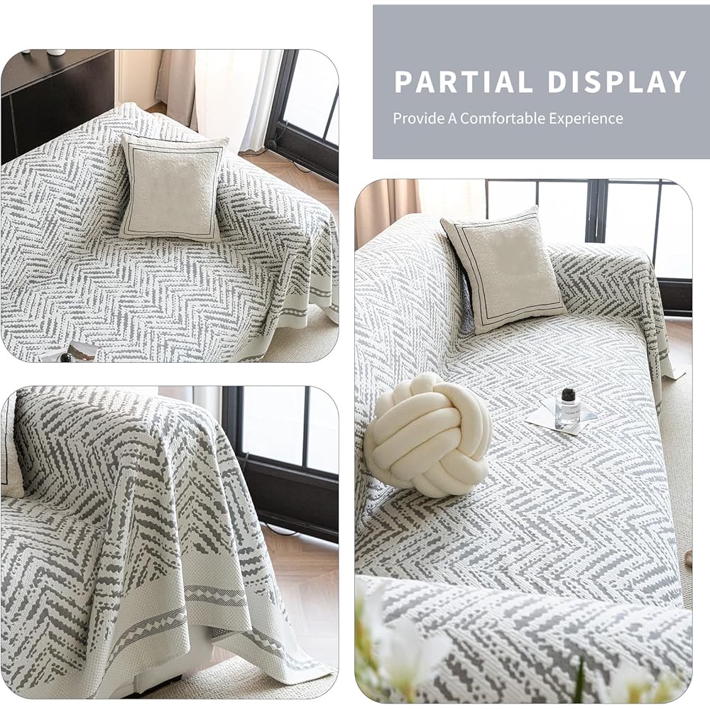 VanderHOME Multifonctionnel Plaid Couverture de canapé Jete de canape,Plaid Canape Grande Taille,Couverture ete,Couverture de canapé d'été Respirante 200 * 300cm-Gris : Cuisine et Maison