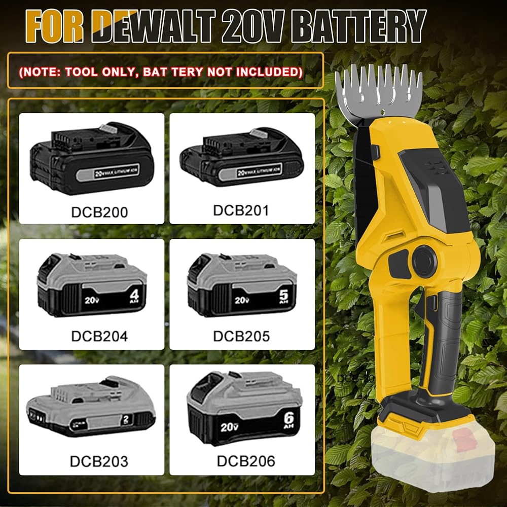 Taille-haie et cisaille à Gazon sans Fil 2 en 1 Compatible avec Dewalt 20V Batterie, 150W Cisaille à arbustes électrique 90° réglable avec 2 Lames pour Couper Les arbustes et l'herbe (sans Batterie) : Jardin