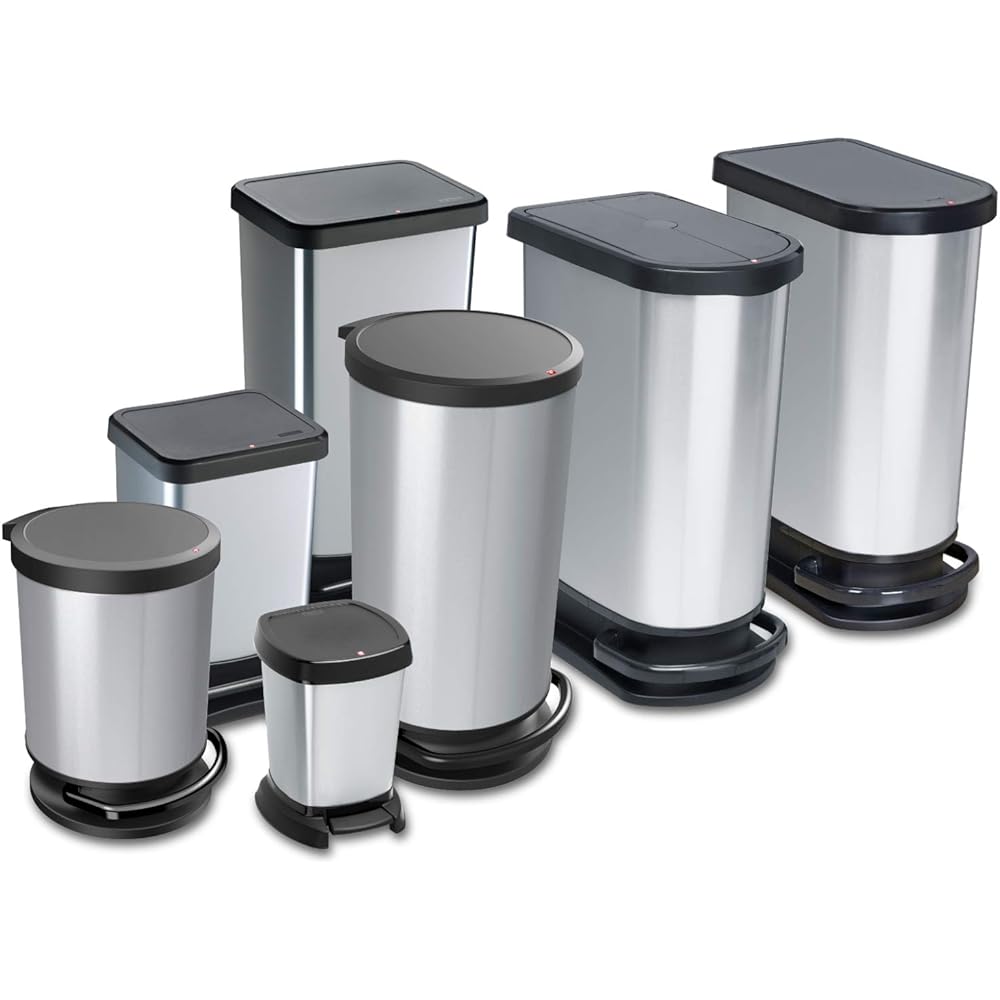Rotho Poubelle avec pédale et couvercle, Carbone, 40 l (35,3 x 29,5 x 67,6 cm) :