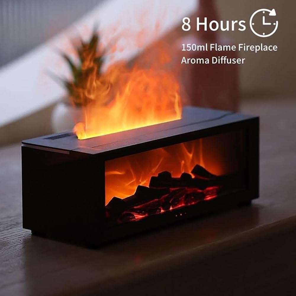 Diffuseur de braises, diffuseur de cheminée, diffuseur de flamme confortable avec arrêt automatique, diffuseur de flamme volcanique for huiles essentielles, télécommande sans fil, diffuseur d'huiles d : Hygiène et Santé