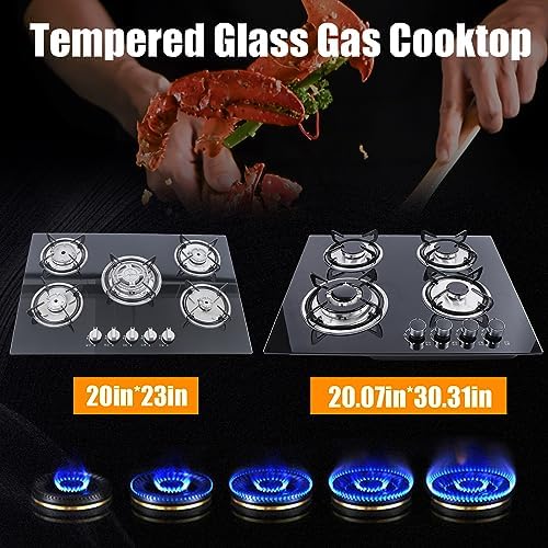 Biniliubi Table de cuisson gaz 5 feux vitrocéramique