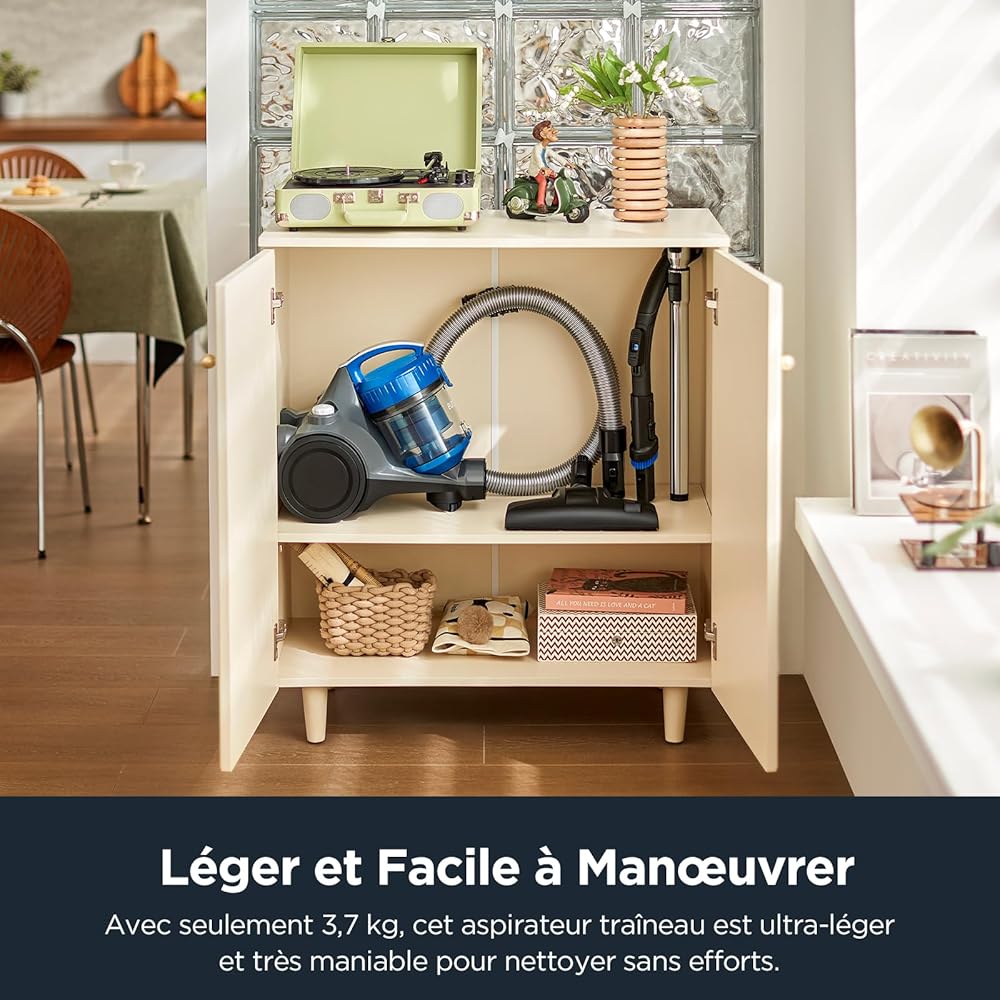 Eureka WhirlWind Aspirateur sans Sac, Aspirateur Traîneau silencieux, Aspirateur Cyclonique Léger et Puissant pour Tapis, Sols Durs, Poils d'Animaux et Poussière, 700W, 1,5L, Bleu : Cuisine et Maison