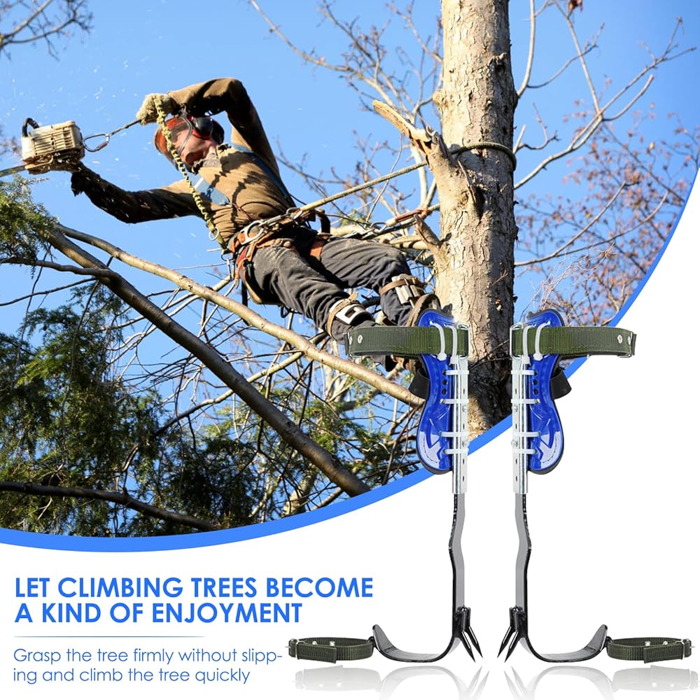 Helangel Griffe elagage,Ensemble de Pointes d'escalade d'arbre avec Ceinture de sécurité à Cinq Points Outils de Mise à Niveau,Ensemble de grimpeur d'arbre : Sports et Loisirs