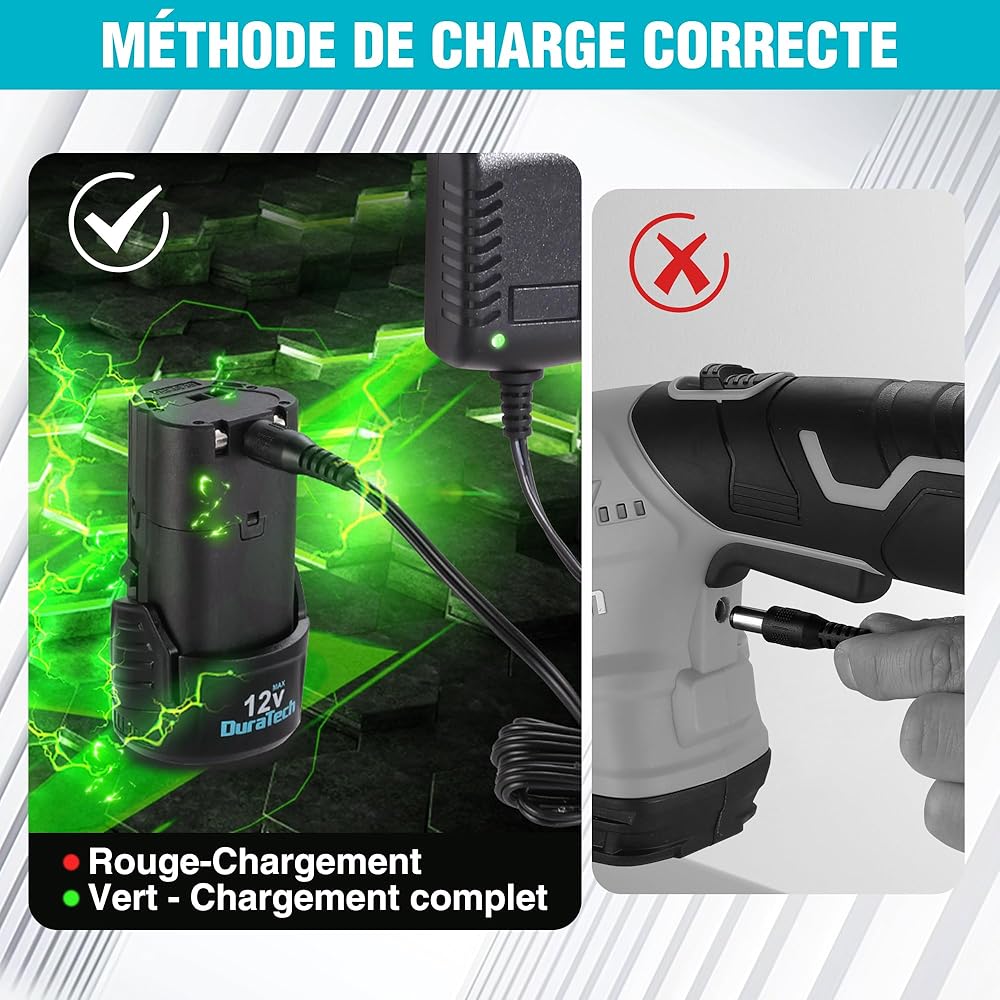 DURATECH Cisaille Sculpte-Haie Electrique, Taille-Herbes sans Fil 12V, Taille Haie Batterie 2000mAh, 2 Lames, Cisaille a Gazon Léger pour Coupe, Elagage, avec Sac Oxford : Jardin