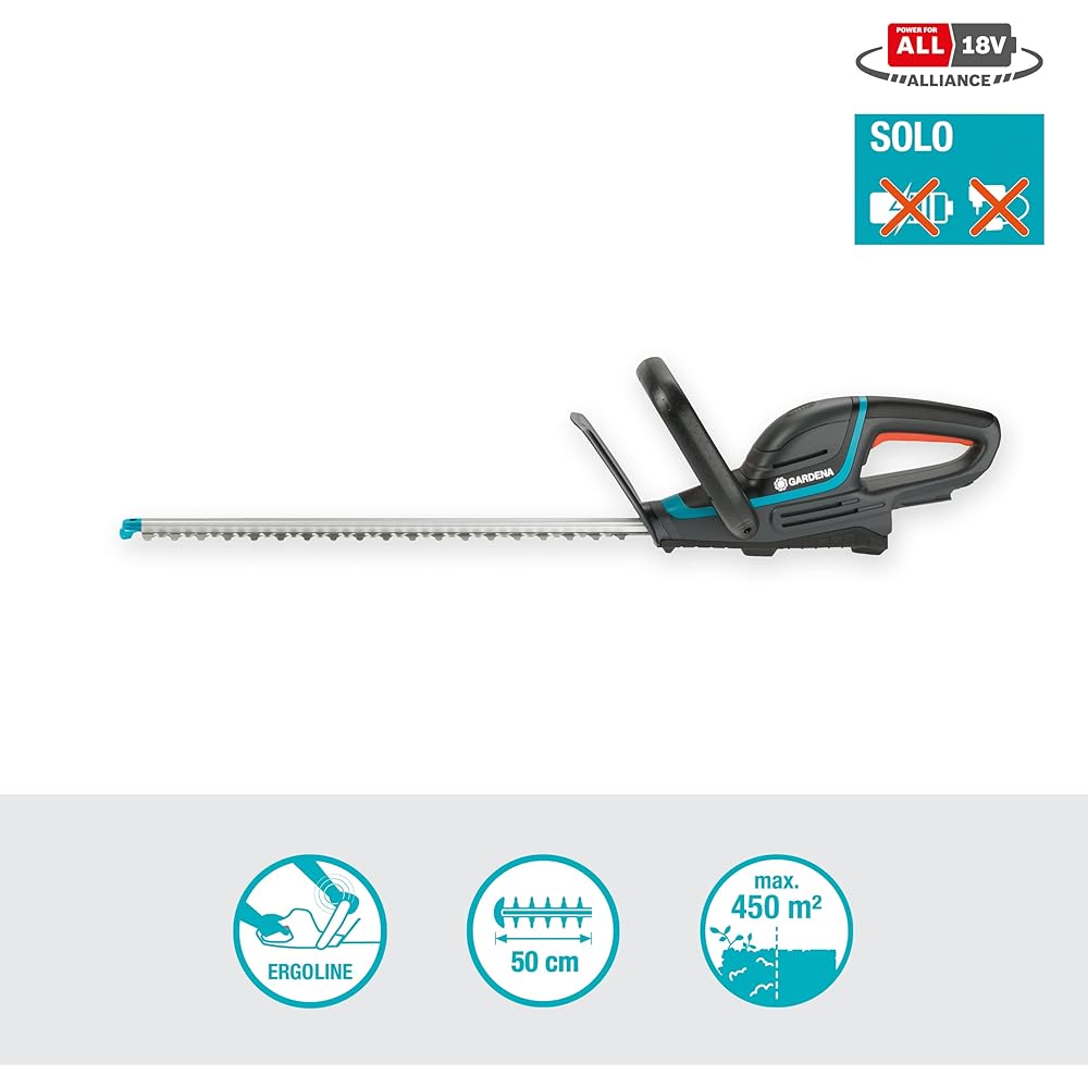 Taille-haies sans fil Gardena ComfortCut 50/18 V-P4A sans batterie Taille-haies avec poignée ergonomique et butée d’arrêt, faible poids pour une meilleure manipulation (14730-55) : Jardin