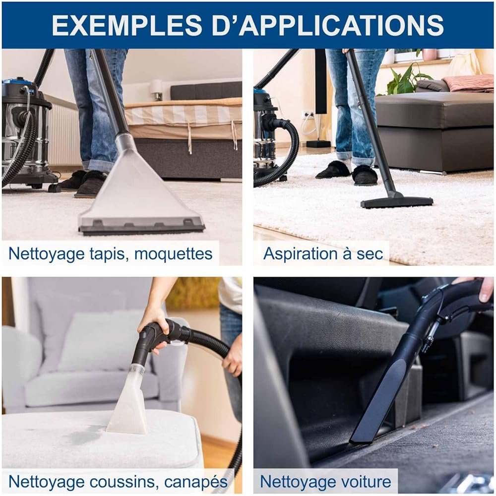 Scheppach SprayVac20 Aspirateur injecteur-extracteur 1600 W 5 en 1 cuve 20 L aspiration eau et poussière