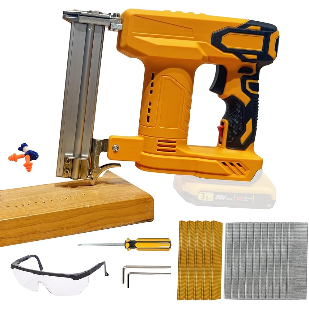 18GA Pistolet à clouer sans fil pour Dewalt 20 V batterie, agrafeuse électrique 2 en 1 avec 1000 clous et 500 agrafes pour menuiserie en bois : Bricolage