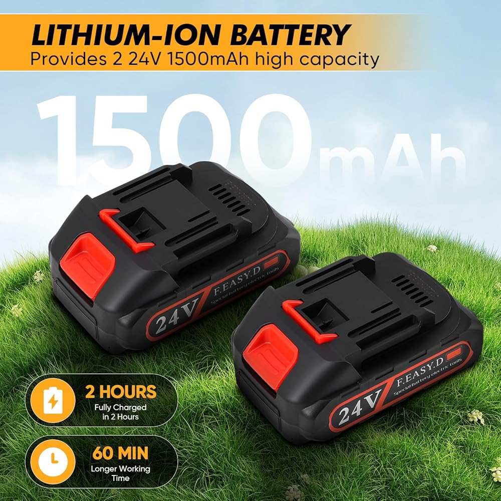 Taille-Haie avec Perche Télescopique, 2 en 1 24V Cisaille à Gazon sur Batterie Rechargeable avec 2 Lames et Chargeur, 2*Batterie 1500 mAh, Coupe Haie sans Fil pour Arbustes, Jardin, Gazon, Pelouse : Jardin