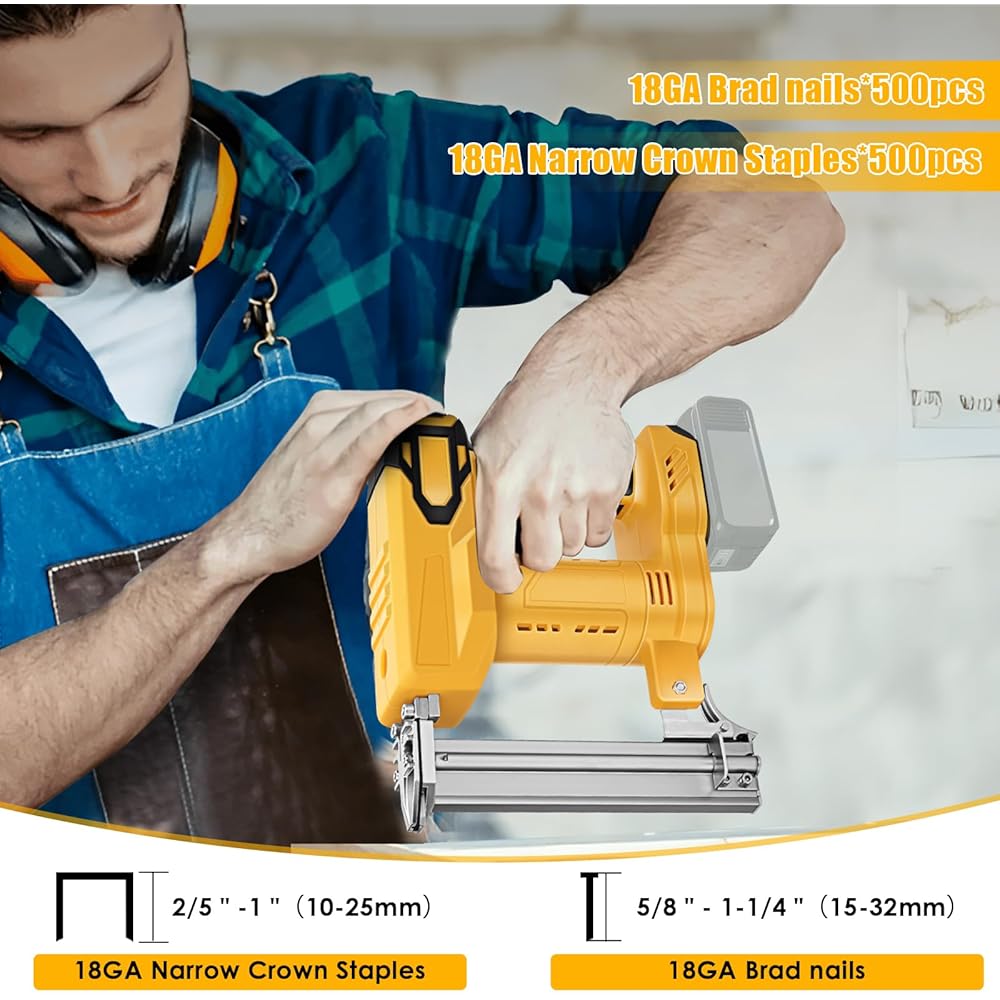 Agrafeuse électrique sans fil compatible avec batterie Dewalt 20 V, 100 W, agrafeuse électrique pour bois, avec 500 clous et 500 agrafes – Sans batterie ni chargeur : Bricolage